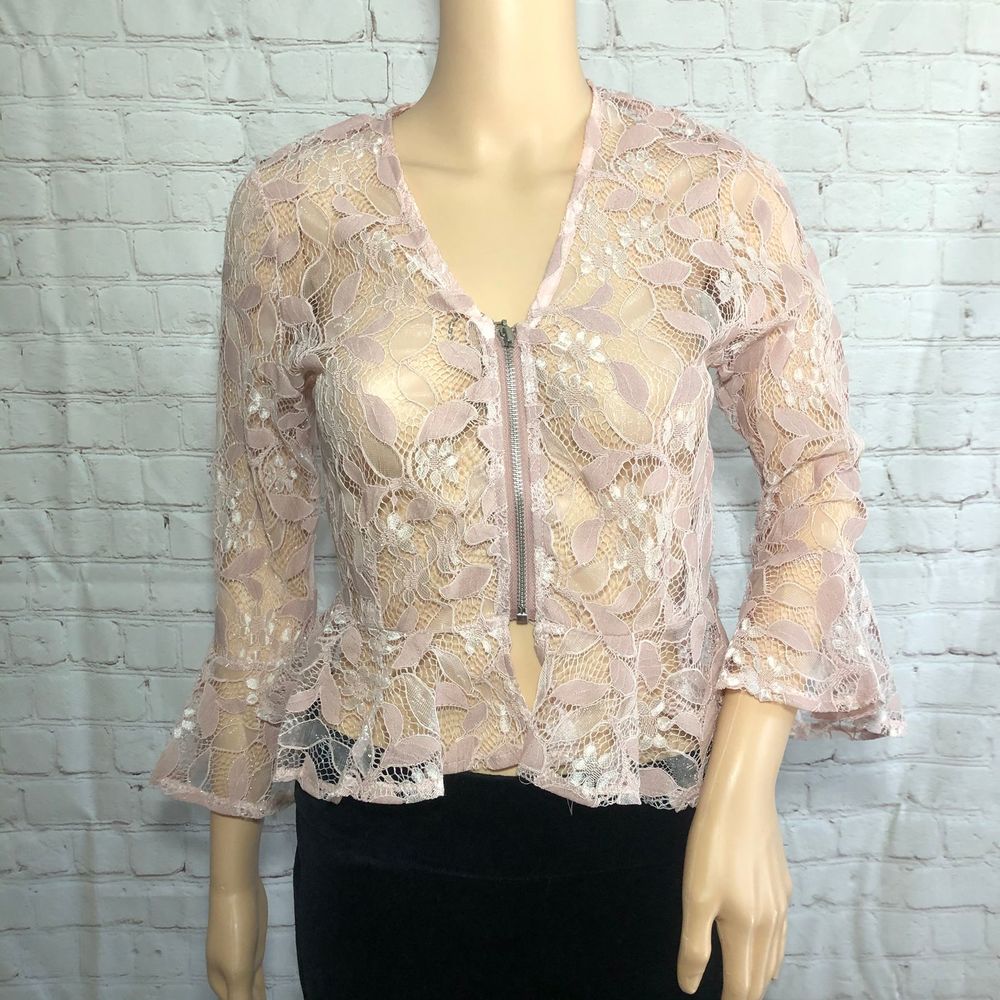 Carmin Sheer Lace Jacket with 3/4 bell sleeves - Picture 4 of 7